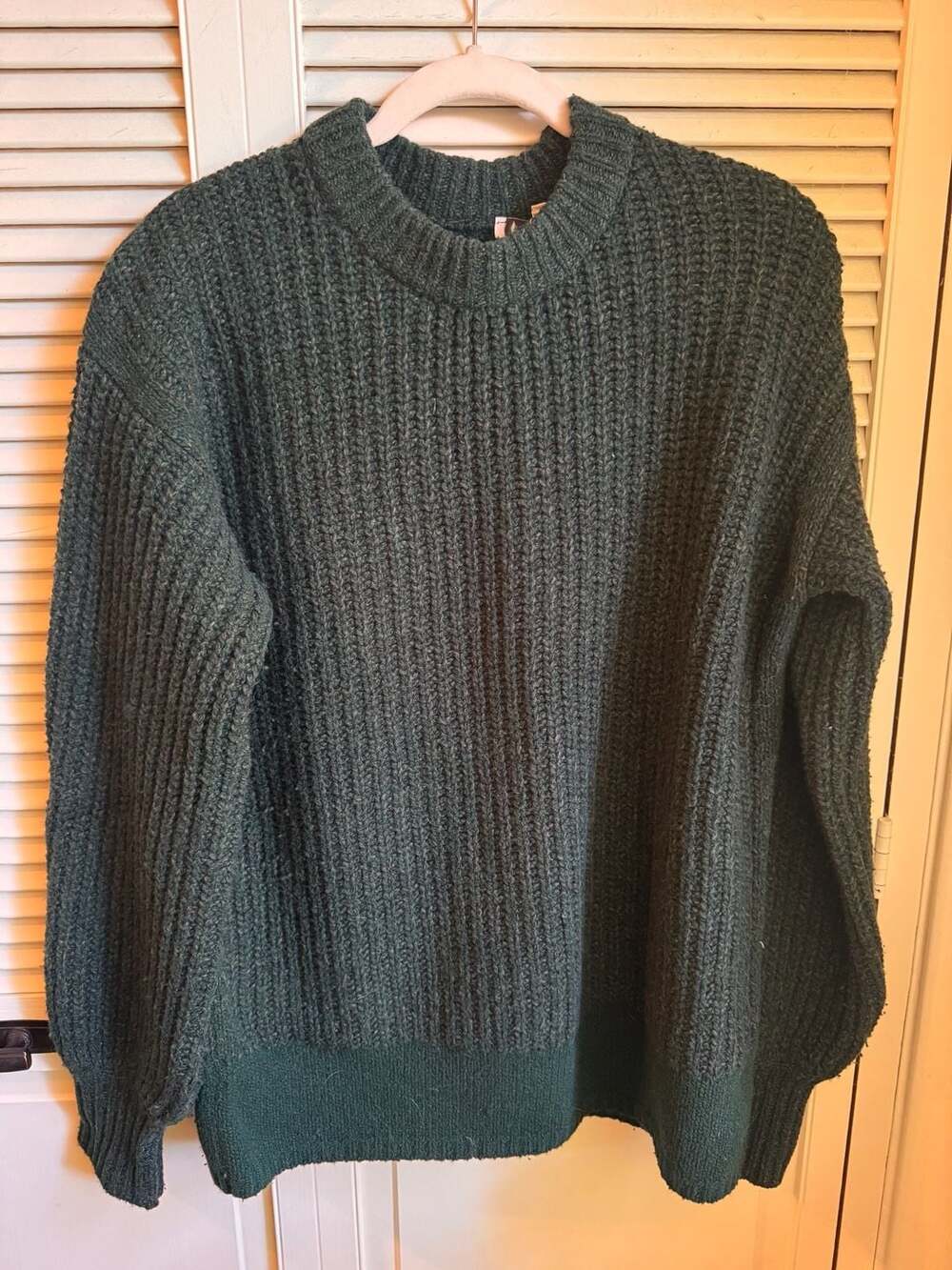 Rebecca Taylor Green Wool Cashmere Blend Ribbed Crewneck Pullover Sweater Size M